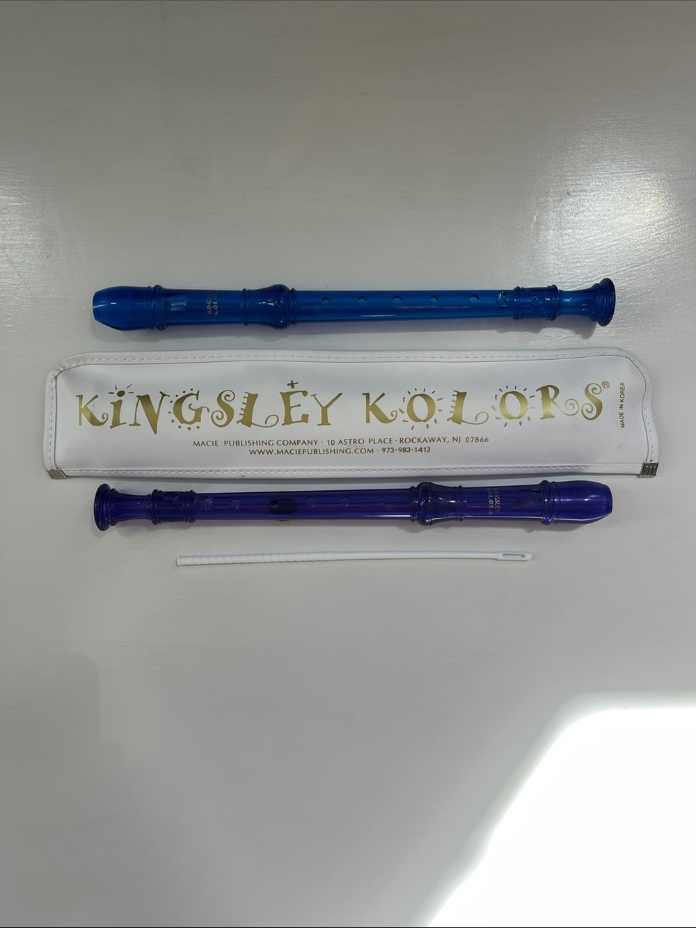 KINGSLEY KOLORS Blue & Purple Recorders with Case and Cleaning Rod